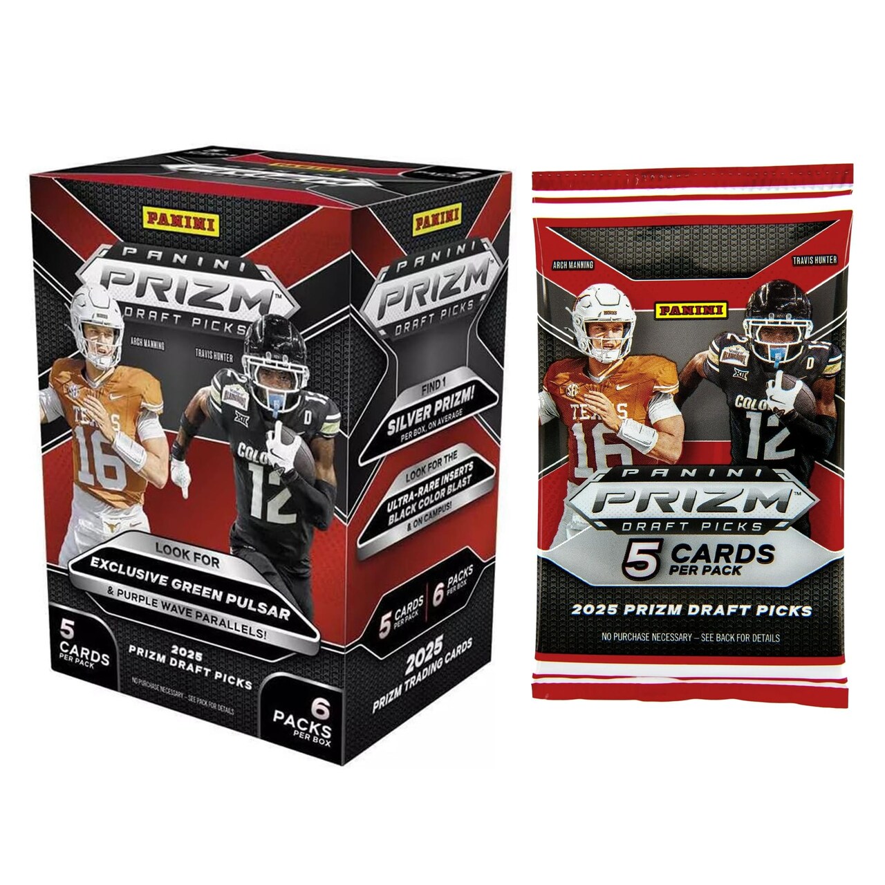 NFL 2025 Panini Prizm Draft Picks Collegiate Football Blaster Box | 6 Packs